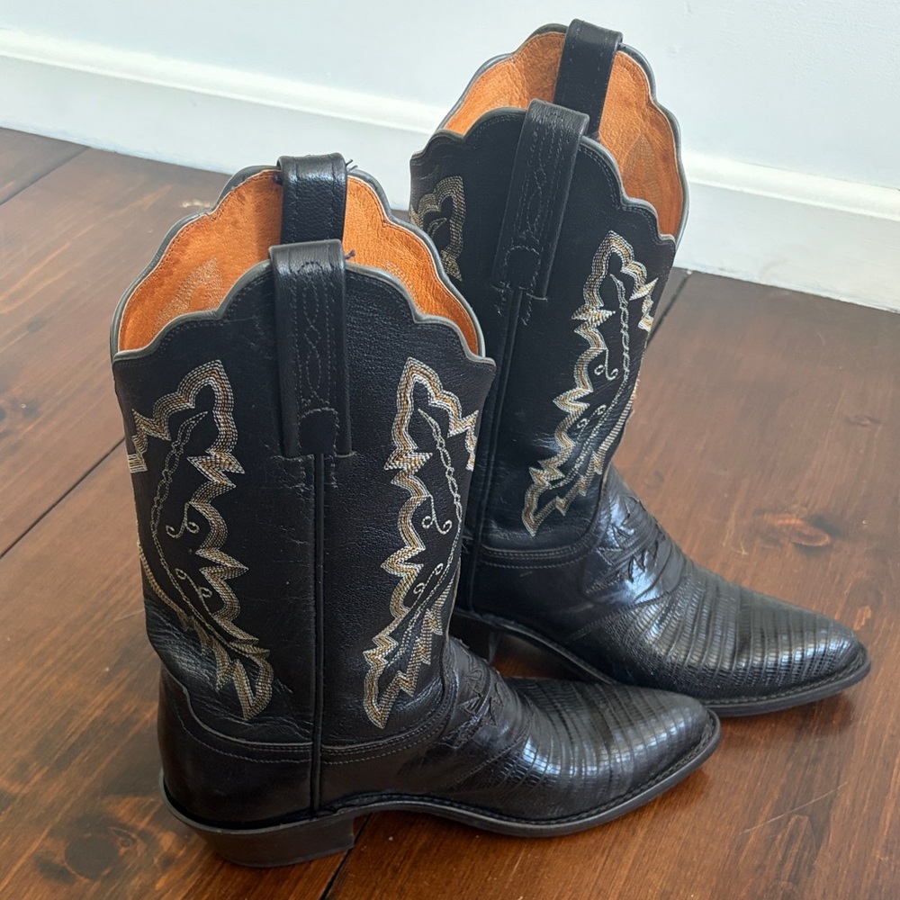 Lucchese 1883 black lizard cowboy boots